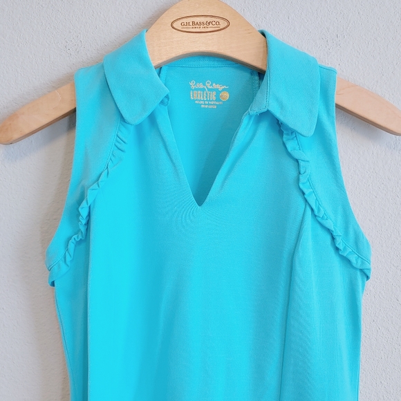 Lilly Pulitzer Luxletic Martina Polo Celestial Blue Top Sz XS. Like NEW!! - Picture 3 of 8
